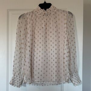 Women’s LOFT Petite Cream and Gold Top